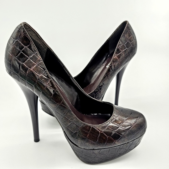 Call It Spring Women's Croc Inspired Platform High Heels, Brown, Size 6, NEW - Picture 1 of 12
